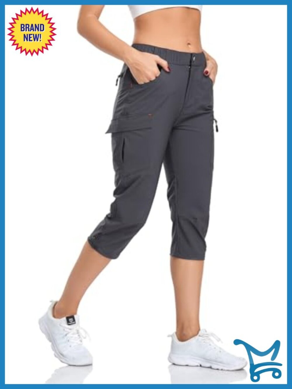GymBrave Women's Hiking Cargo Capris Quick Dry Water Resistant UPF 50 Pockets